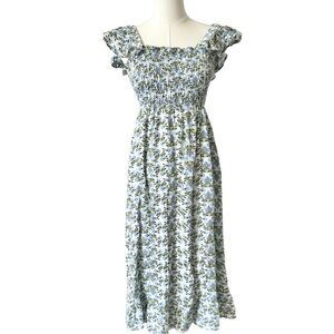 Sim & Sam Floral Blue Green Maxi Dress with Tie Back